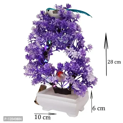 Artificial Bonsai Tree with Sparrow - Living Room Dining Table Decor |Home,Office Party Decor |Speacial Ocassion Decor | Festival Theme Decorative | Purple Color with MULTI Light-thumb4