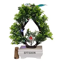Artificial Bonsai Tree with Sparrow - Living Room Dining Table Decor |Home,Office Party Decor |Speacial Ocassion Decor | Festival Theme Decorative | Green Color Dhaniya with MULTI Light-thumb1