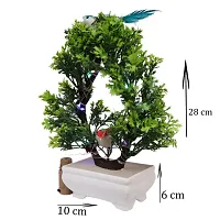 Artificial Bonsai Tree with Sparrow - Living Room Dining Table Decor |Home,Office Party Decor |Speacial Ocassion Decor | Festival Theme Decorative | Green Color Dhaniya with MULTI Light-thumb2