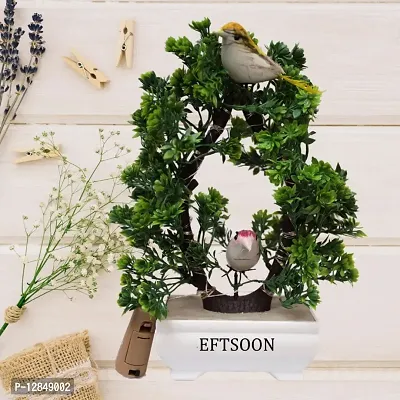 Artificial Bonsai Tree with Sparrow - Living Room Dining Table Decor |Home,Office Party Decor |Speacial Ocassion Decor | Festival Theme Decorative | Green Color with MULTI Light-thumb4