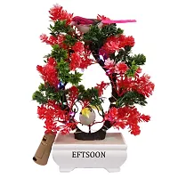 Artificial Bonsai Tree with Sparrow - Living Room Dining Table Decor |Home,Office Party Decor |Speacial Ocassion Decor | Festival Theme Decorative | Red  Green Color with MULTI Light-thumb1