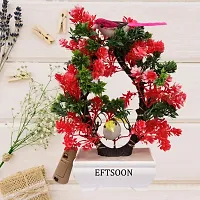 Artificial Bonsai Tree with Sparrow - Living Room Dining Table Decor |Home,Office Party Decor |Speacial Ocassion Decor | Festival Theme Decorative | Red  Green Color with MULTI Light-thumb2