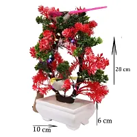 Artificial Bonsai Tree with Sparrow - Living Room Dining Table Decor |Home,Office Party Decor |Speacial Ocassion Decor | Festival Theme Decorative | Red  Green Color with MULTI Light-thumb3