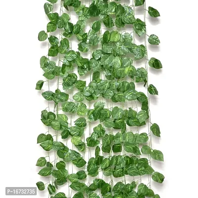 Artificial Creepers Green Money Plant Leaves for Decoration Garlands for Home and Office Decoration Pack of 2 Strands Each of 7 ft-thumb0