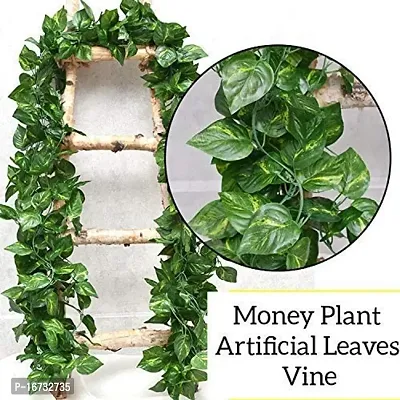 Artificial Creepers Green Money Plant Leaves for Decoration Garlands for Home and Office Decoration Pack of 2 Strands Each of 7 ft-thumb4