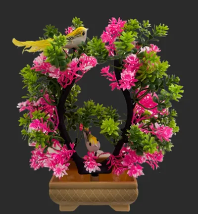 Artificial Bonsai Tree with Sparrow