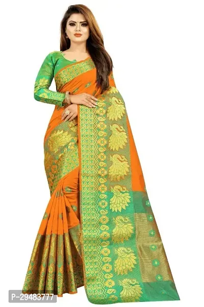 Woven Banarasi Jacquard Saree-thumb0