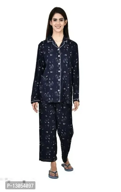 Stylish Rayon Cotton Printed Top And Pajama Set For Women