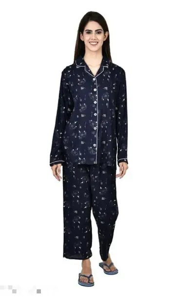 Stylish Rayon Top And Pajama Set For Women