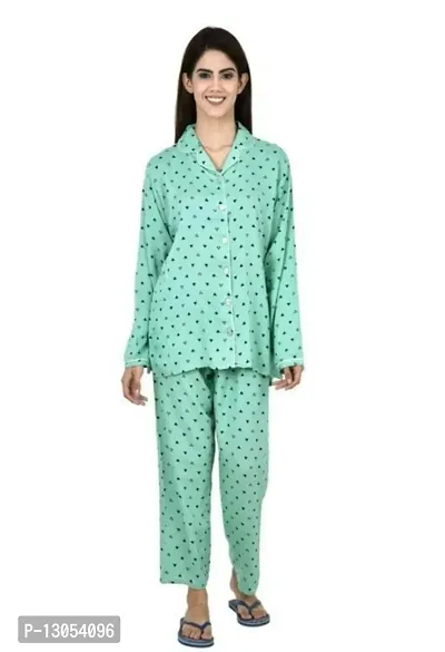 Stylish Rayon Cotton Printed Top And Pajama Set For Women-thumb0