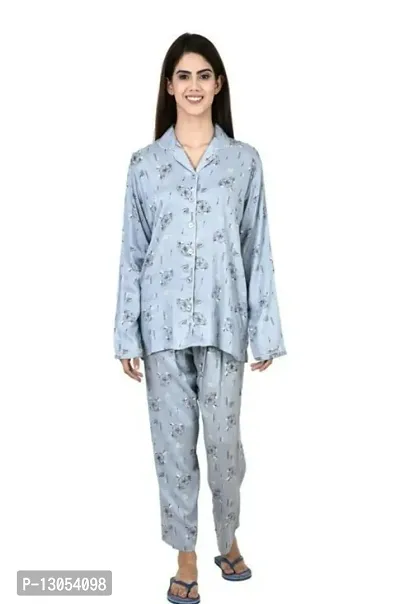 Stylish Rayon Cotton Printed Top And Pajama Set For Women