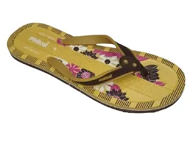 Women  Girls Comfort Stylish Colorful Printed Slippers (Brown)-thumb1