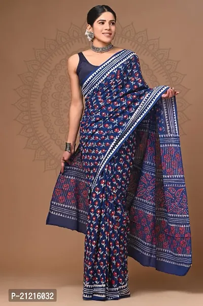 Fancy Cotton Saree with Blouse Piece for Women-thumb0