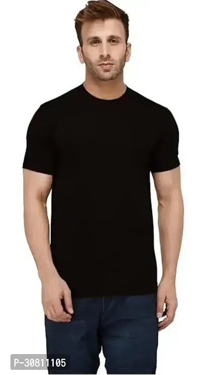 Reliable Black Cotton Blend Solid T-Shirt For Men-thumb0