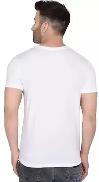 Reliable White Cotton Blend Solid T-Shirt For Men-thumb1