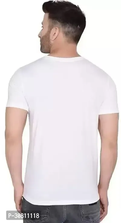 Reliable White Cotton Blend Solid T-Shirt For Men-thumb2