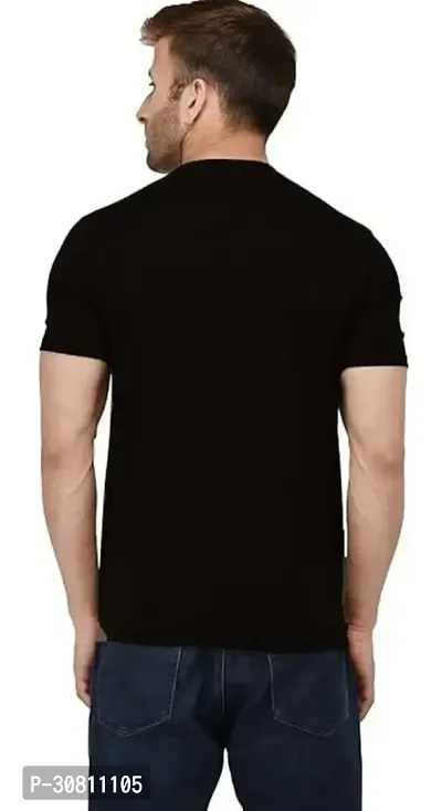 Reliable Black Cotton Blend Solid T-Shirt For Men-thumb2