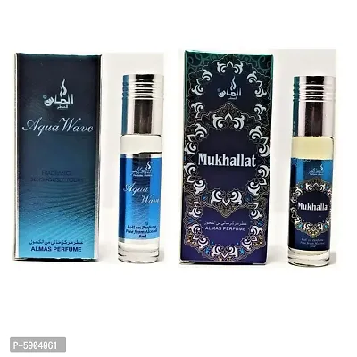 COMBO OF AQUA WAVE  MUKHALLAT GREAT FRAGRANCE LONG-LASTING FOR MAN  WOMEN (UNISEX) 16ML FLORAL ATTAR  POCKET PERFUME