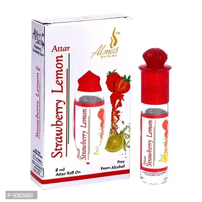 Almas Brand 100% Original | STRAWBERRY LEMON | Great Fragrance 8Ml Floral Attar  Pocket Perfume | Ittar | Ettar | Itar | Etar | Itra | Itras | Oud | Oudh | Dubai Attar | Best Attar | Best Perfume Oil-thumb0