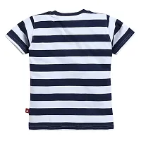 Kids Regular Fit Auto Striped Half Sleeve Tees T-Shirt for Boys Baby Kid | Navy-thumb1