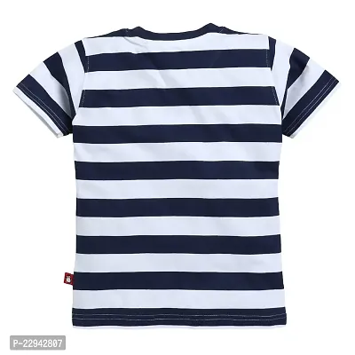 Kids Regular Fit Auto Striped Half Sleeve Tees T-Shirt for Boys Baby Kid | Navy-thumb2