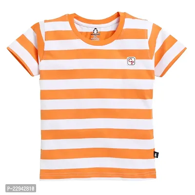 Kids Regular Fit Auto Striped Half Sleeve Tees T-Shirt for Boys Baby Kid | Navy-thumb0