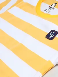 Kids Regular Fit Auto Striped Half Sleeve Tees T-Shirt for Boys Baby Kid | Yellow-thumb2