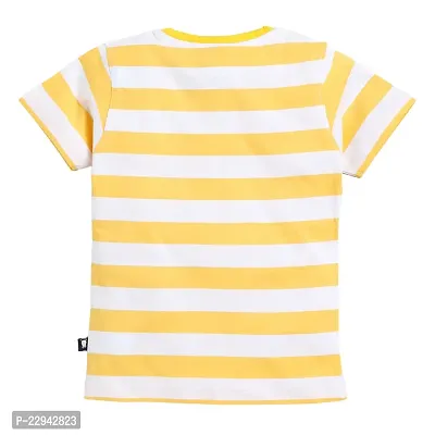 Kids Regular Fit Auto Striped Half Sleeve Tees T-Shirt for Boys Baby Kid | Yellow-thumb4