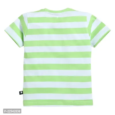 Kids Regular Fit Auto Striped Half Sleeve Tees T-Shirt for Boys Baby Kid | Green-thumb3