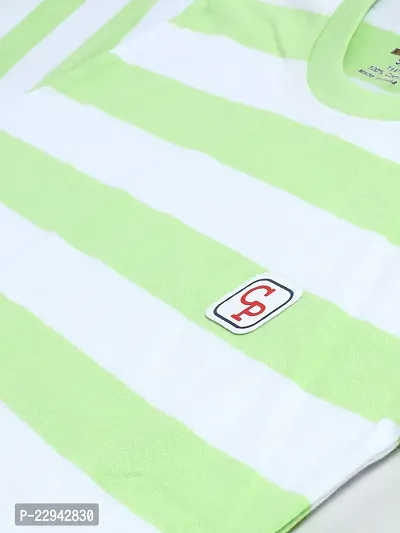 Kids Regular Fit Auto Striped Half Sleeve Tees T-Shirt for Boys Baby Kid | Green-thumb4