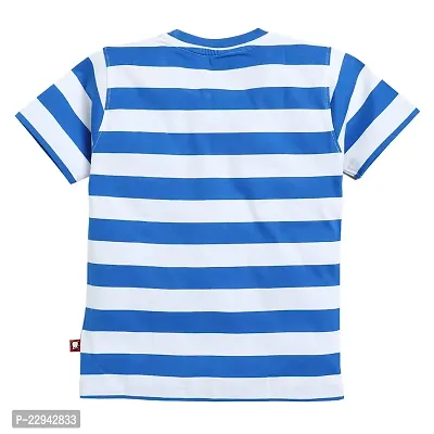 Kids Regular Fit Auto Striped Half Sleeve Tees T-Shirt for Boys Baby Kid | Royal Blue-thumb2