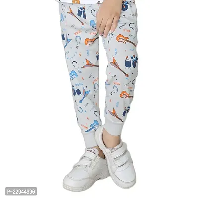 Kids Stylish Regular Fit Printed Cotton Trouser Track Pant for Boys Baby Kid | White