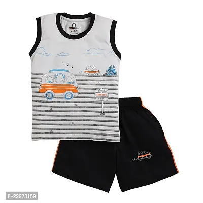 Kids Cute Trendy Sleeveless T-Shirt and Shorts for Boys Baby Kid  Casual Cotton Clothing Set | White  Black