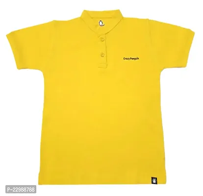 Boys Collar Neck Plain Polo Tees T-Shirt | Yellow-thumb0