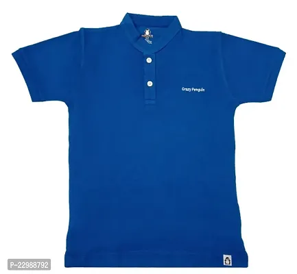 Boys Collar Neck Plain Polo Tees T-Shirt | Blue-thumb0