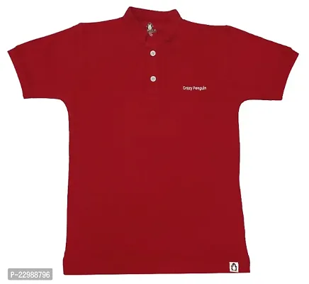 Boys Collar Neck Plain Polo Tees T-Shirt | Red