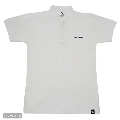Boys Collar Neck Plain Polo Tees T-Shirt | White