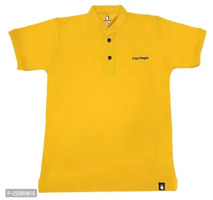Boys Collar Neck Plain Polo Tees T-Shirt | Gold