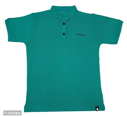 Boys Collar Neck Plain Polo Tees T-Shirt | Pool Green