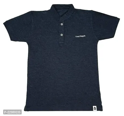 Boys Collar Neck Plain Polo Tees T-Shirt | Navy