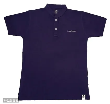 Boys Collar Neck Plain Polo Tees T-Shirt | Purple-thumb0