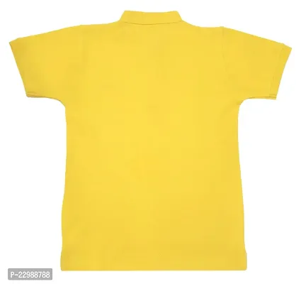 Boys Collar Neck Plain Polo Tees T-Shirt | Yellow-thumb2