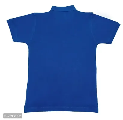 Boys Collar Neck Plain Polo Tees T-Shirt | Blue-thumb2