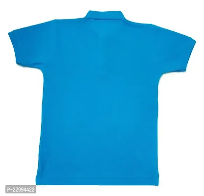 Boys Collar Neck Plain Polo T-Shirt | Blue-thumb2