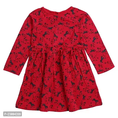 Kids Girls Frocks Dresses for Baby Girls Long Sleeves Dress | Red-thumb0