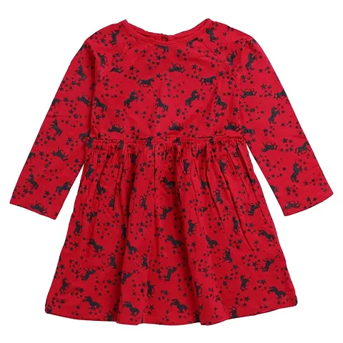 Kids Girls Frocks Dresses for Baby Girls Long Sleeves Dress | Red