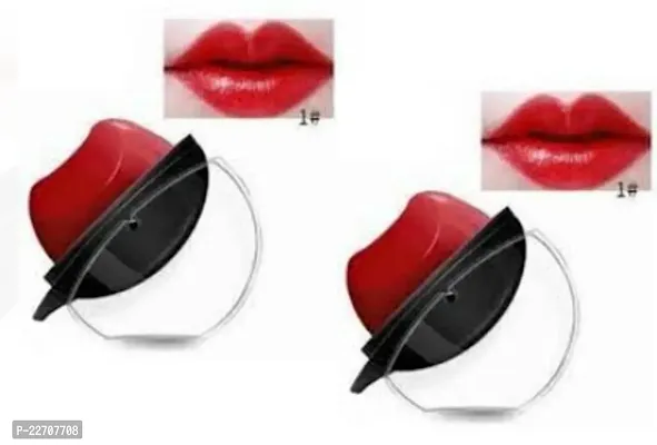 Crazy Girl Lip Shape Lipstick Apple Design Matte Lipstick Cherry Color Cherry, 10 G Pack Of 2-thumb0