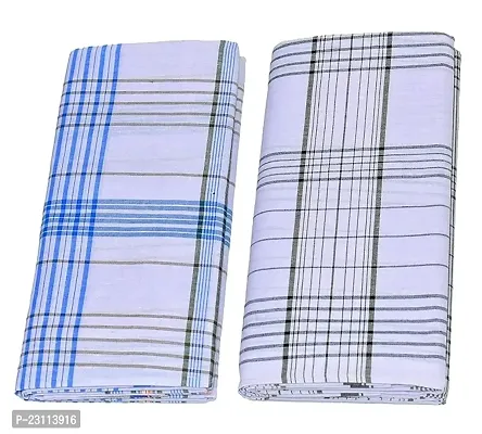 White Lungi For Men/Cotton Dhotis For boys /Mandus/Combo Pack of 2 /size :2.00 mtr-thumb0