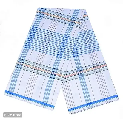 White Lungi For Men/Cotton Dhotis For boys /Mandus/Combo Pack of 2 /size :2.00 mtr-thumb2