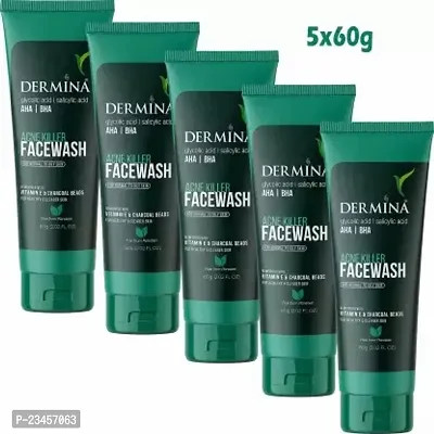 Dermina Facewash With Salicylic Facewash Pack Of 5 Face Wash 300 G-thumb0